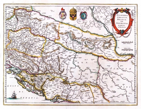 BLAEU, GUILIELMUS: KARTA SLAVONIJE, HRVATSKE, BOSNE I DIJELA DALMACIJE